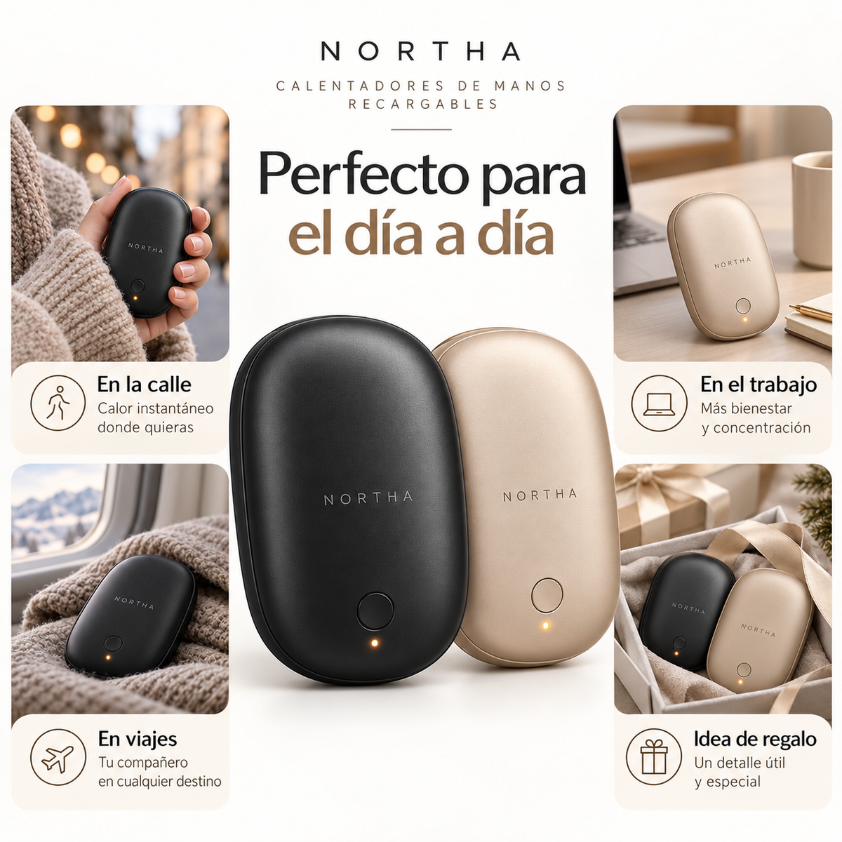 NORTHA® Warm Duo | Pack de 2 Calentadores de Manos Recargables