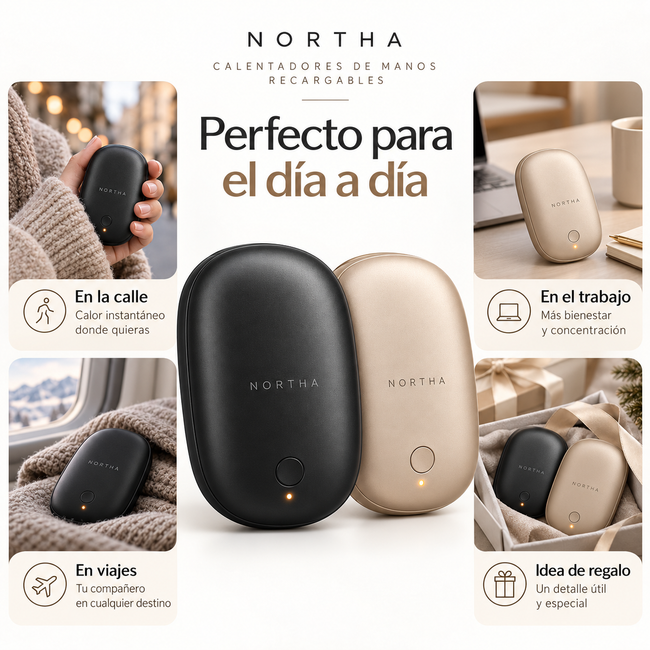 NORTHA® Warm Duo | Pack de 2 Calentadores de Manos Recargables